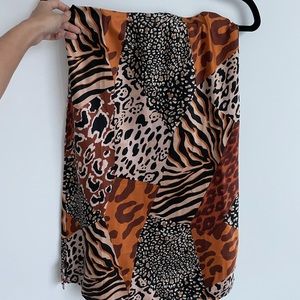 Satin cheetah / animal print midi skirt
